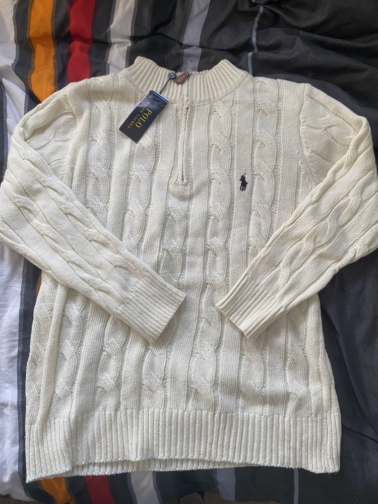 Bialy sweter ralph lauren