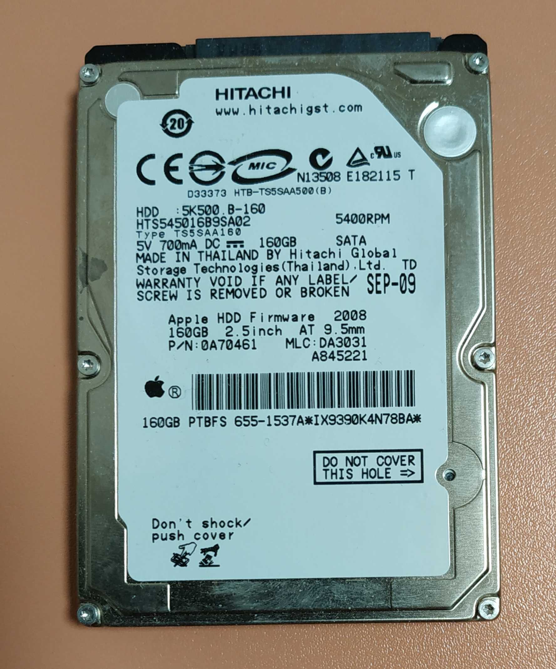 HDD Hitachi HTS545016B9SA02 160Gb 2.5'' SATA