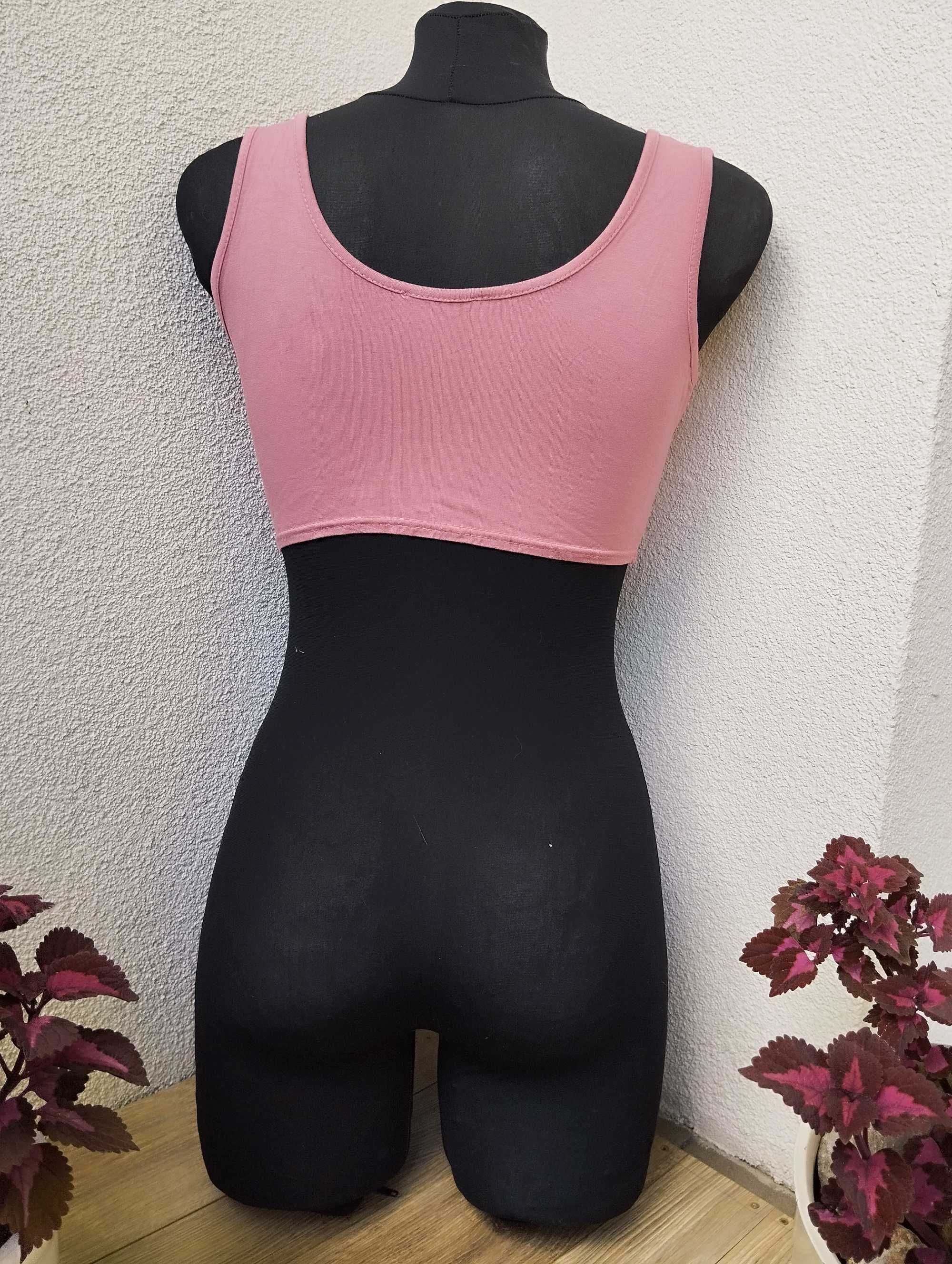 liliowy crop top fioletowy bralet pin up ramiączka retro M elastyczny
