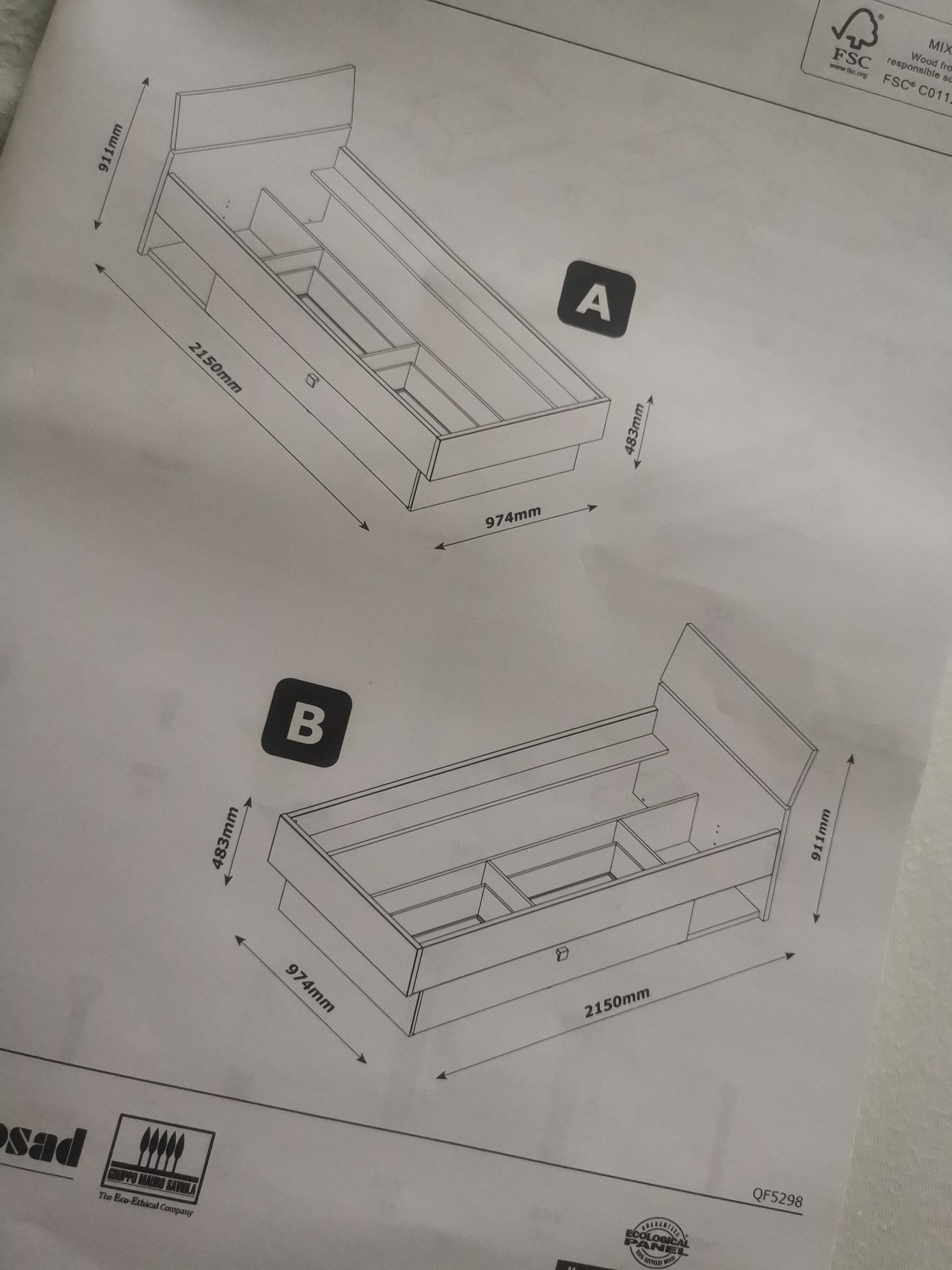 Łóżko młodzieżowe 90x200 stelaż Regulowany,materac Janpol