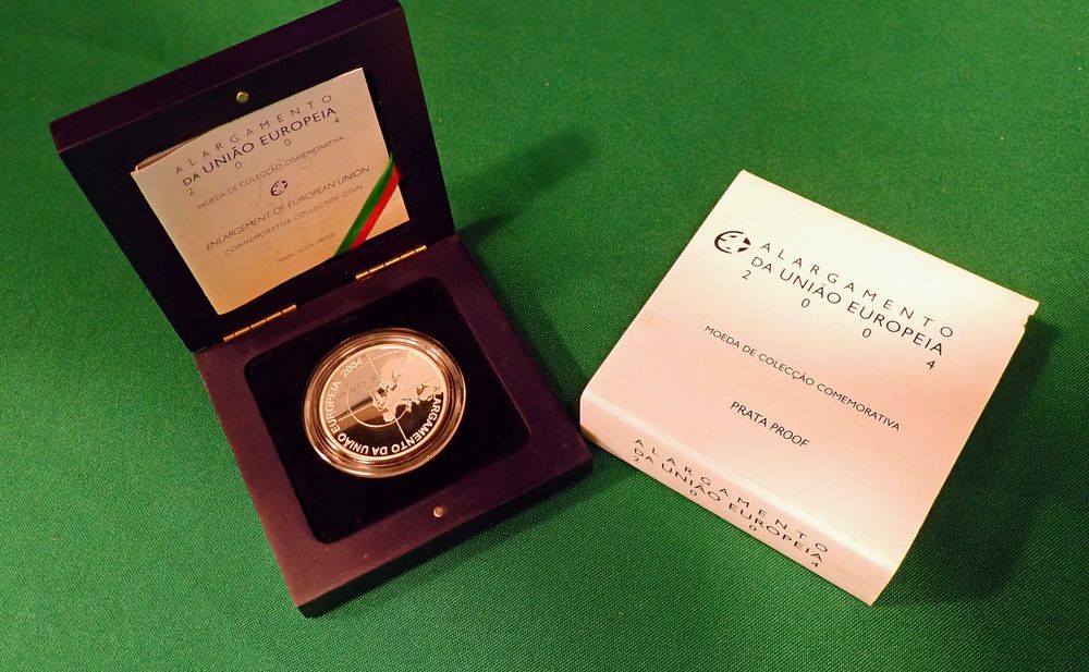 Moeda 8 Euros de 2004 Alargamento da União Europeia Prata Proof