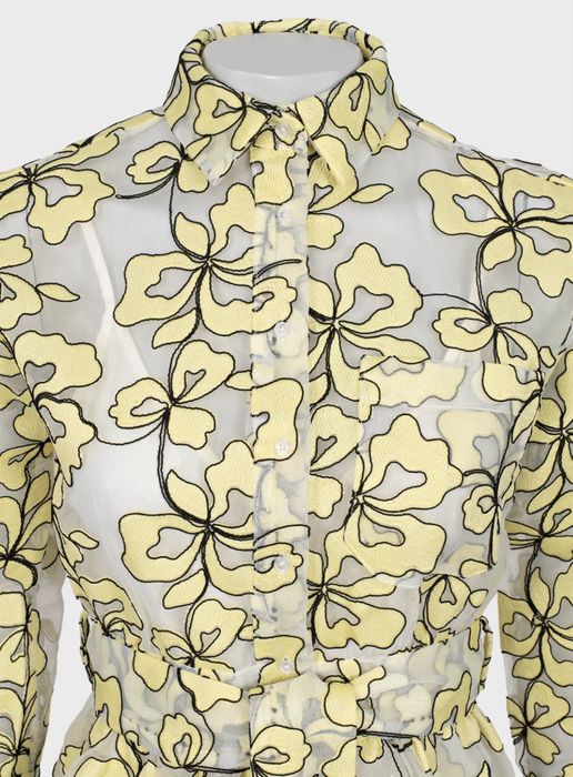 Maje прозора сукня на ґудзиках з вишивкою