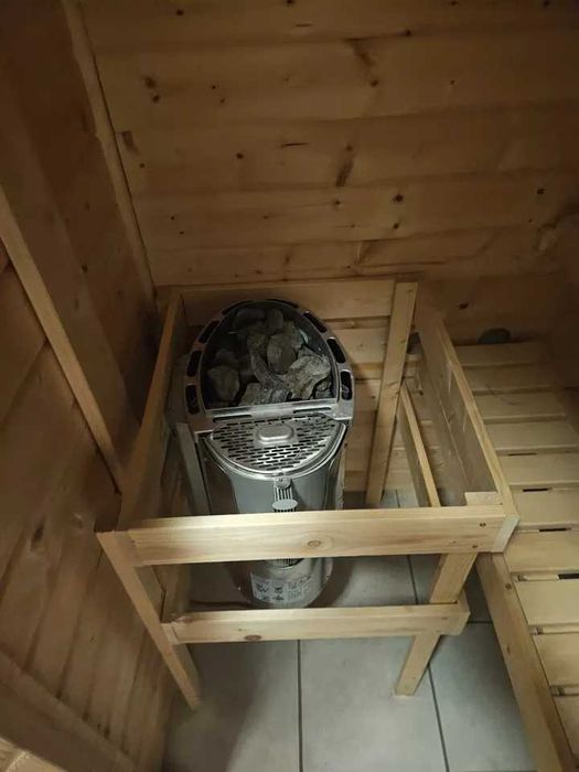 Sauna fińska sucha 220v 230v NAROŻNA zewnetrzna z drewna drewniana
