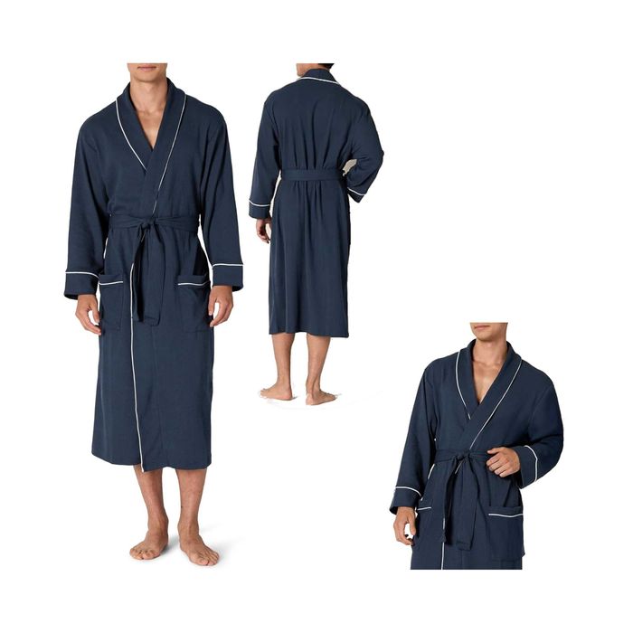 Męski Szlafrok AMAZON ESSENTIALS AE175486 Bawełna Granatowy XL-XXL