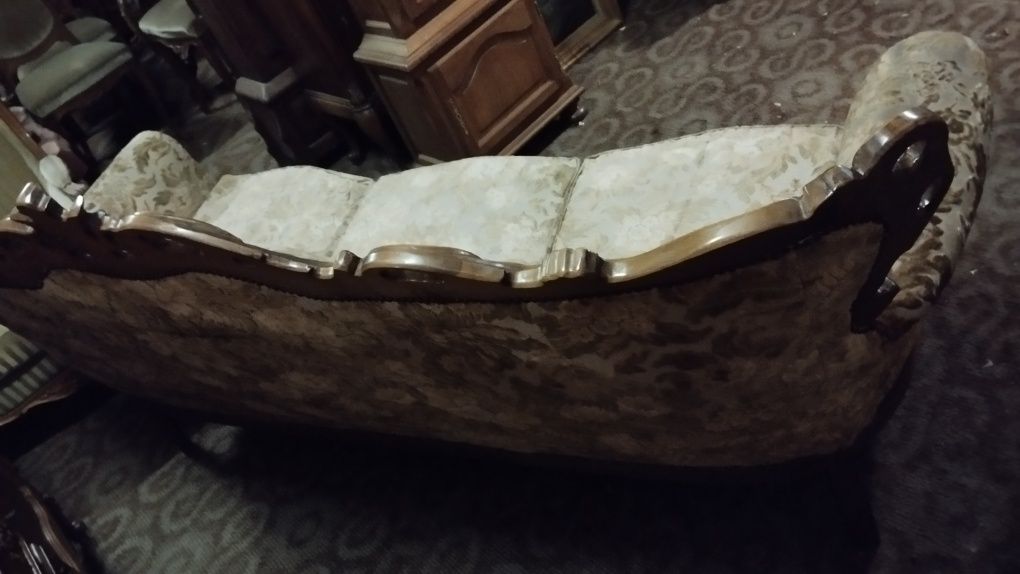 Stylowa piękna kanapa ludwik barok (orzechowe drewno)