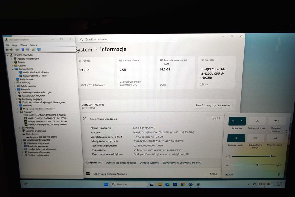 Laptop Sony Vaio Multi-Flip SVF15N18PGB 15.5" i5/16GB/250 SSD MŁAWA