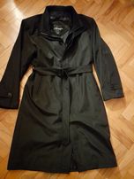 Czarny elegancki plaszcz męski jesienny z podpinką L/XL jak Nowy