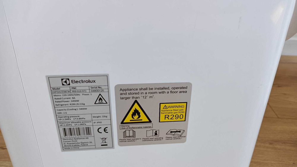 Przenośny klimatyzator ELECTROLUX EXP34U338CW