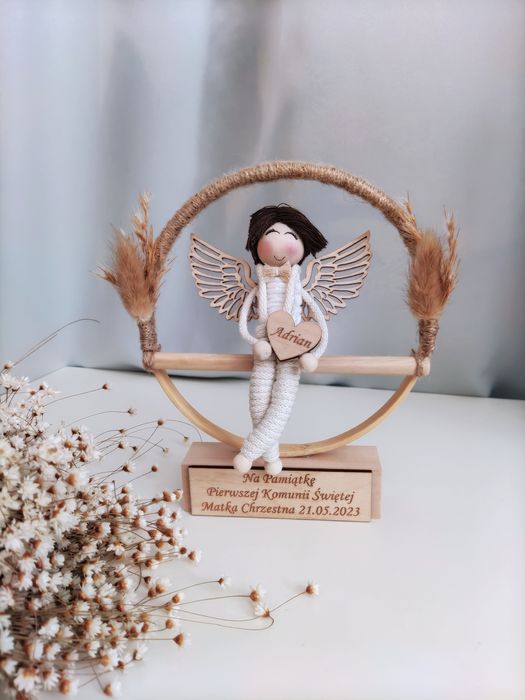 Pamiątka na Chrzest Święty Prezent na Chrzest Święty Anioł Stróż Chrzc