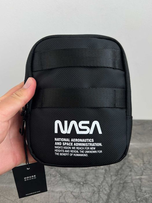 Сумка месенджер NASA від House Brand чорна нова