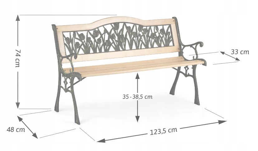 Ławka ławeczka ogrodowa z oparciem parkowa duża