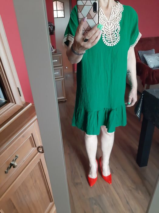 Zielona tuniko- sukienka.