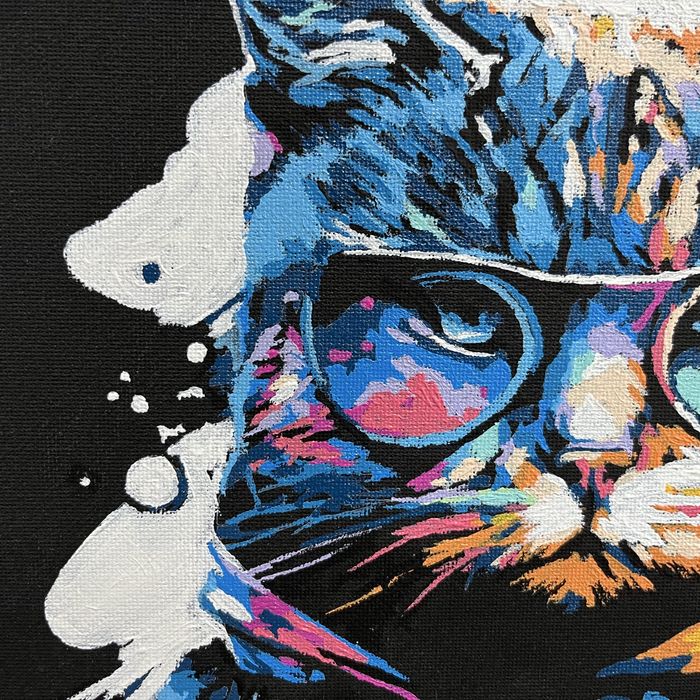 Картина Кіт | поп-арт | акрил, 30×30 | сучасний інтер’єр