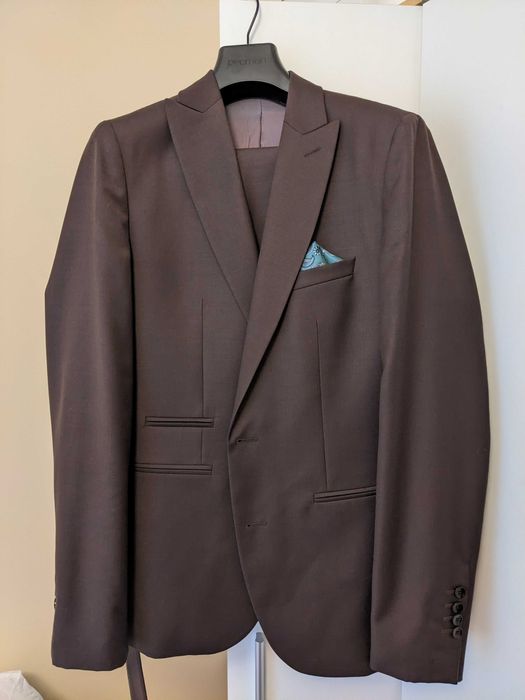 Garnitur  Recman Evista brązowy / slim fit / wzrost 185-190cm