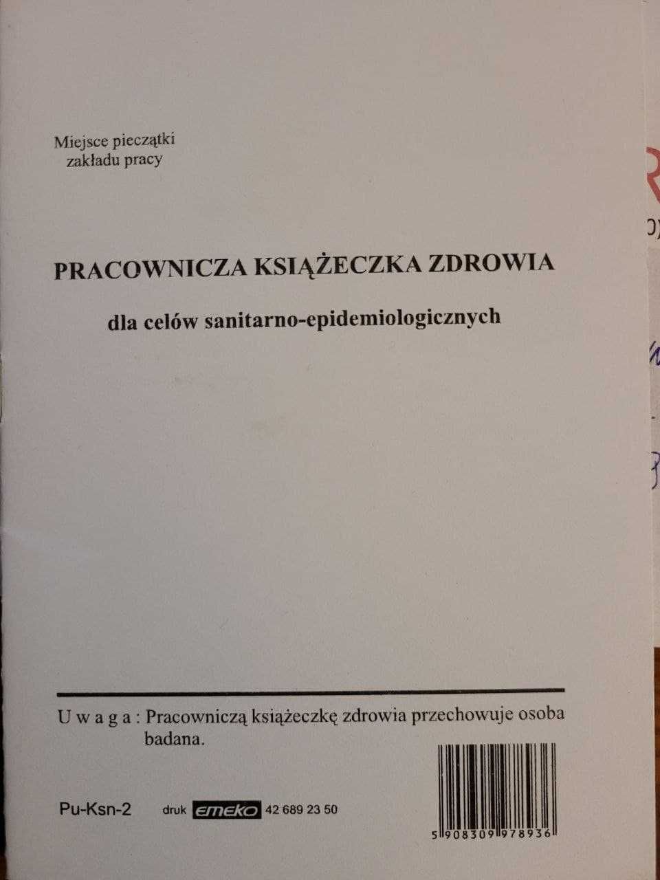 Pracownicza książeczka zdrowia dla celów sanitarno-epidemiologicznych