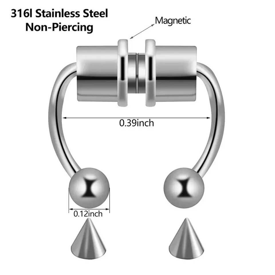Септум обманка в ніс нос пирсинг на магните клипс Фейк из нерж. стали