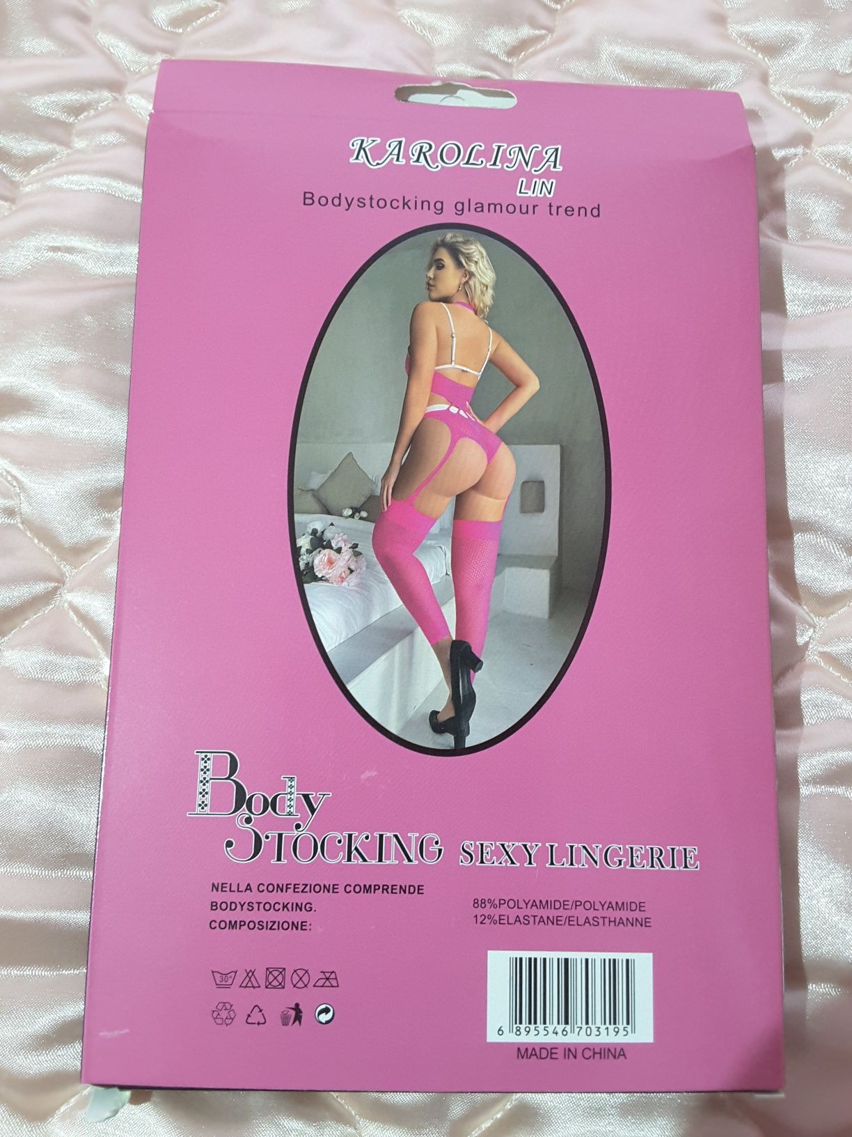 Bielizna damska body stocking różowa