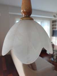 Lampa Vintage  PRL wisząca biały klosz