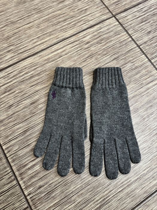 Чоловічі сірі рукавички з мериносової вовни polo ralph lauren