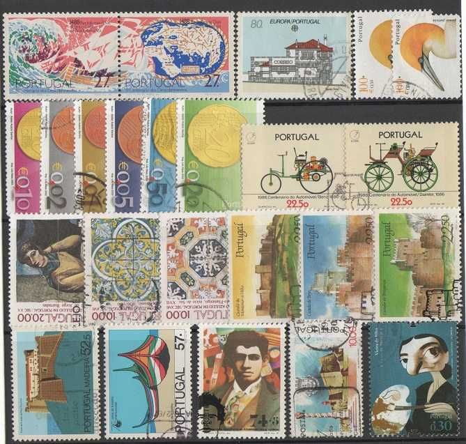 Filatelia; 86 selos de Portugal