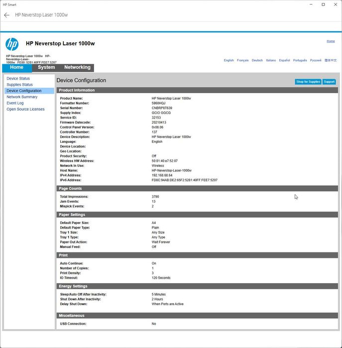 Drukarka HP Neverstop Laser 1000w