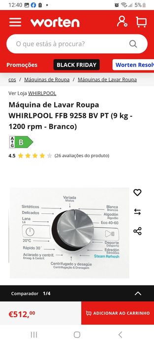 Maquina lavar whirpooll 9 kg