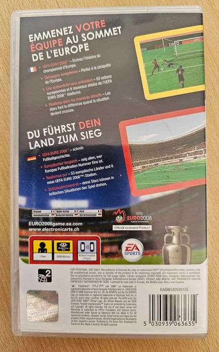 Jogo Uefa Euro 2008, para PSP