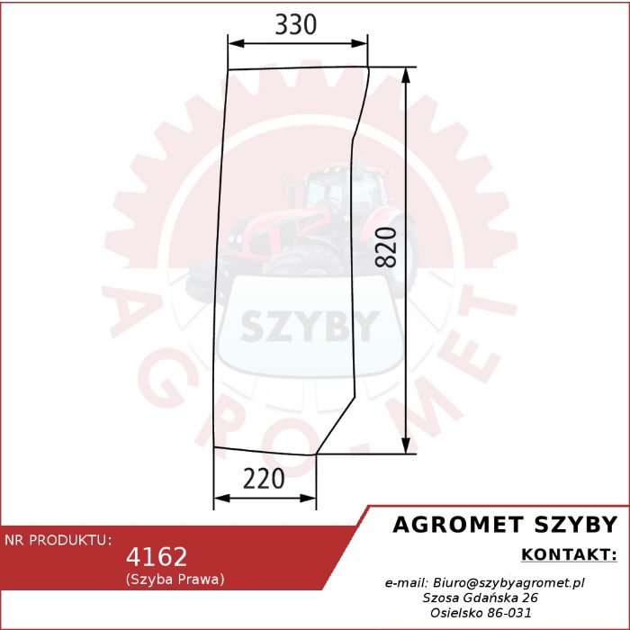 Szyba Przednia dolna ciągnika Case Quantum 65C, 65V ACX312