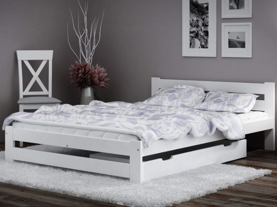 Meble Magnat łóżko sypialniane drewniane białe Kada 160 kolory