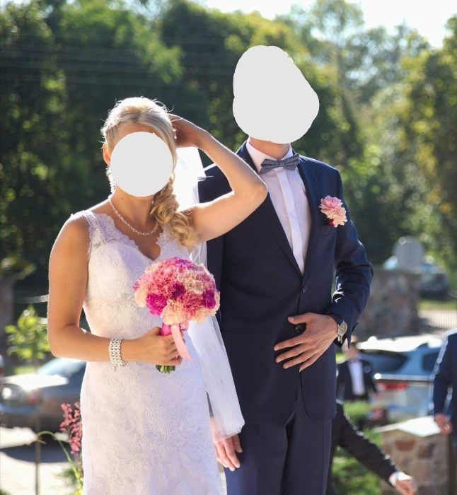 Suknia ślubna Silvija Lanesta S M BIAŁA + welon syrenka