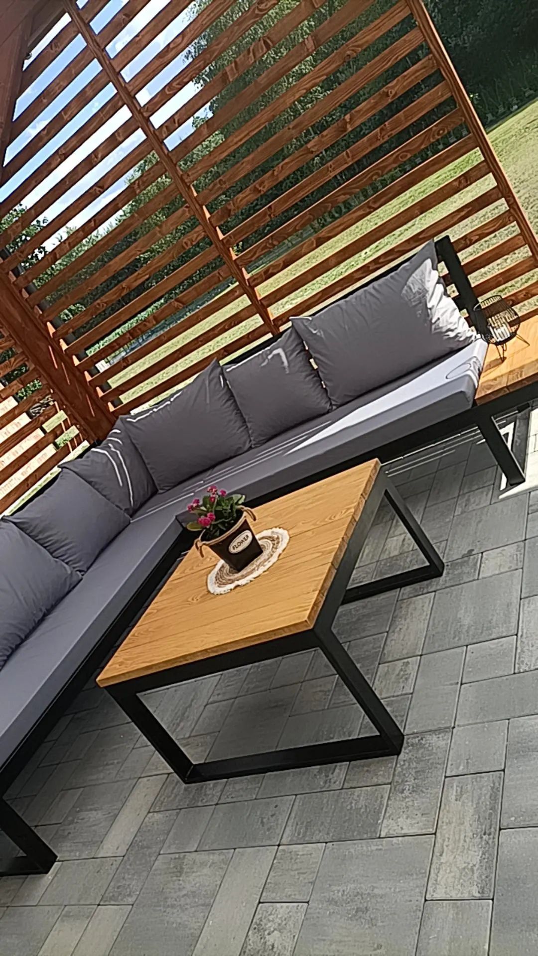 Narożnik meble ogrodowe Taras Loft metalowy na wymiar solidne komplet