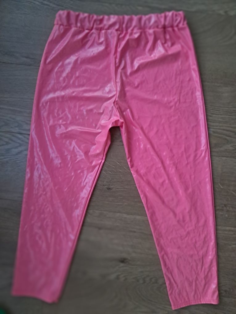 Латексные розовые штаны блестящие штаны латекс