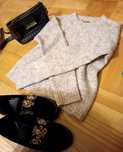 Sweter beżowy, oversize, wełniany,ciepły, na jesień, na zimę,miły, S/M