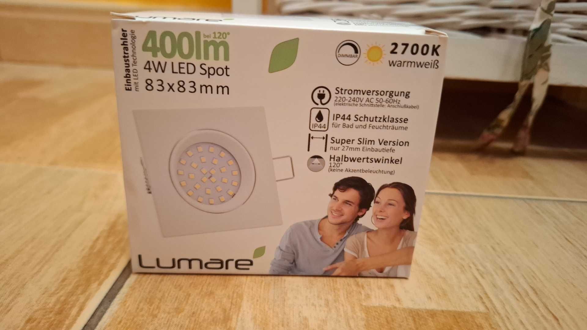 Led wpuszczany  4W 83x83mm biała oprawka