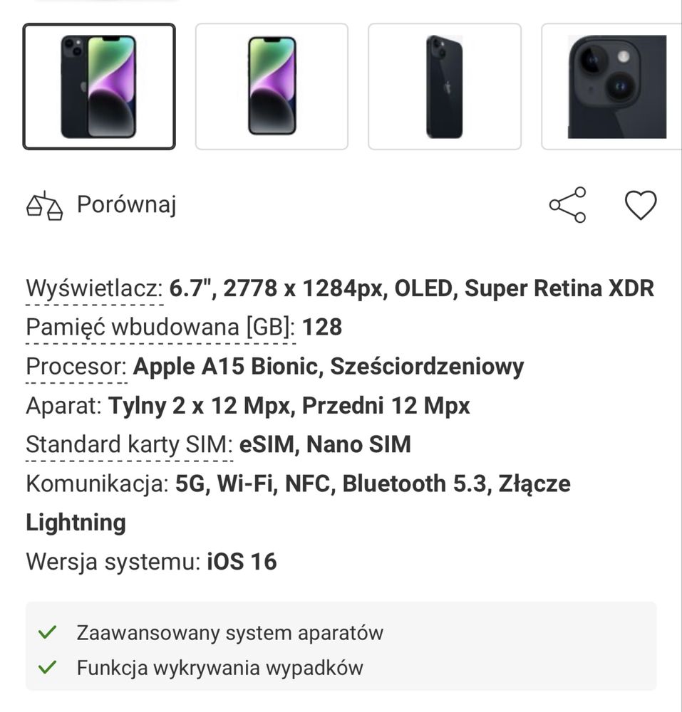 Apple iphone 14 plus 5G 128 GB północ
