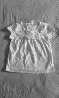 Biała bawełniana bluzka dziewczęca t-shirt z koronką Kozanów