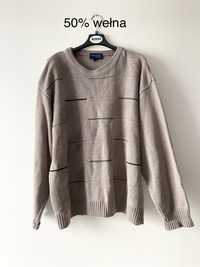 Szary welniany sweter vintage oversize meski styl