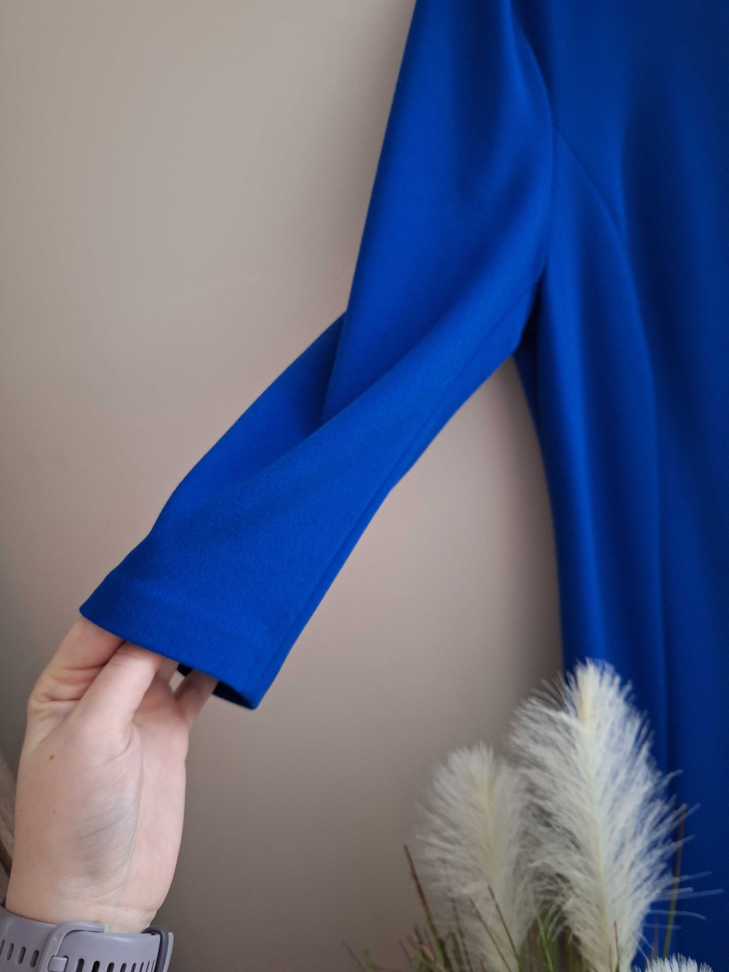 Sukienka chabrowa klasyczna prosta elegancka 3/4 rękaw Kris XL (42)