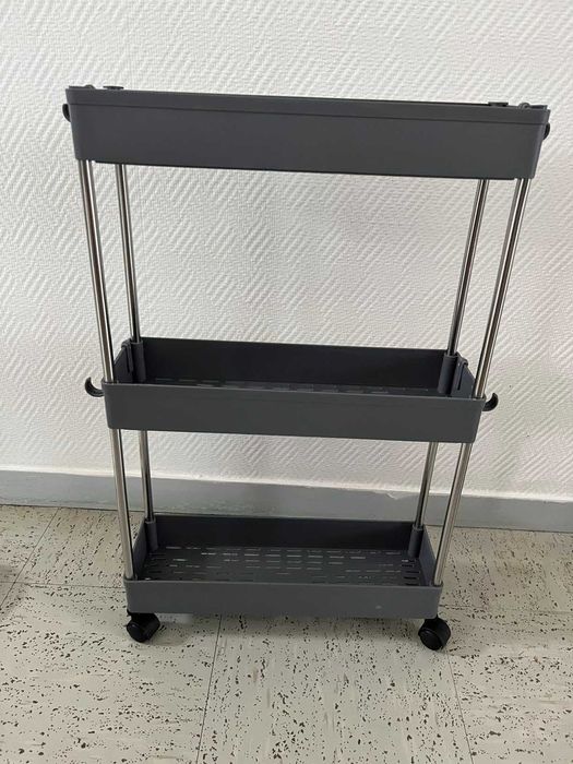 Wózek na kółkach 3 półki do kuchni łazienki szary NOWY