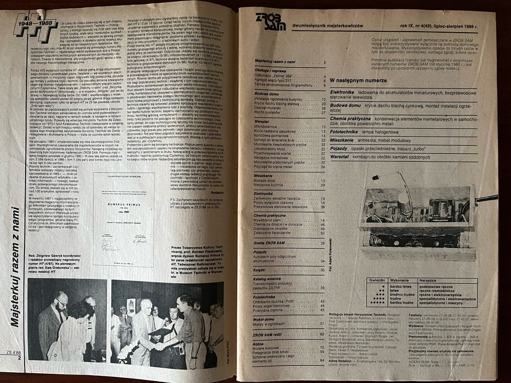 Stare czasopisma Zrób sam Horyzonty Techniki 1988