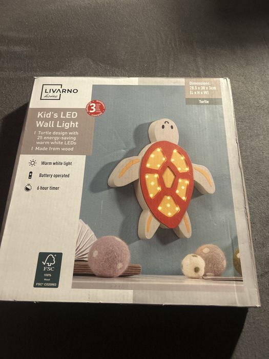 lampka LED do pokoju dzieciecego marki Livarno Home w ksztalcie zolwia