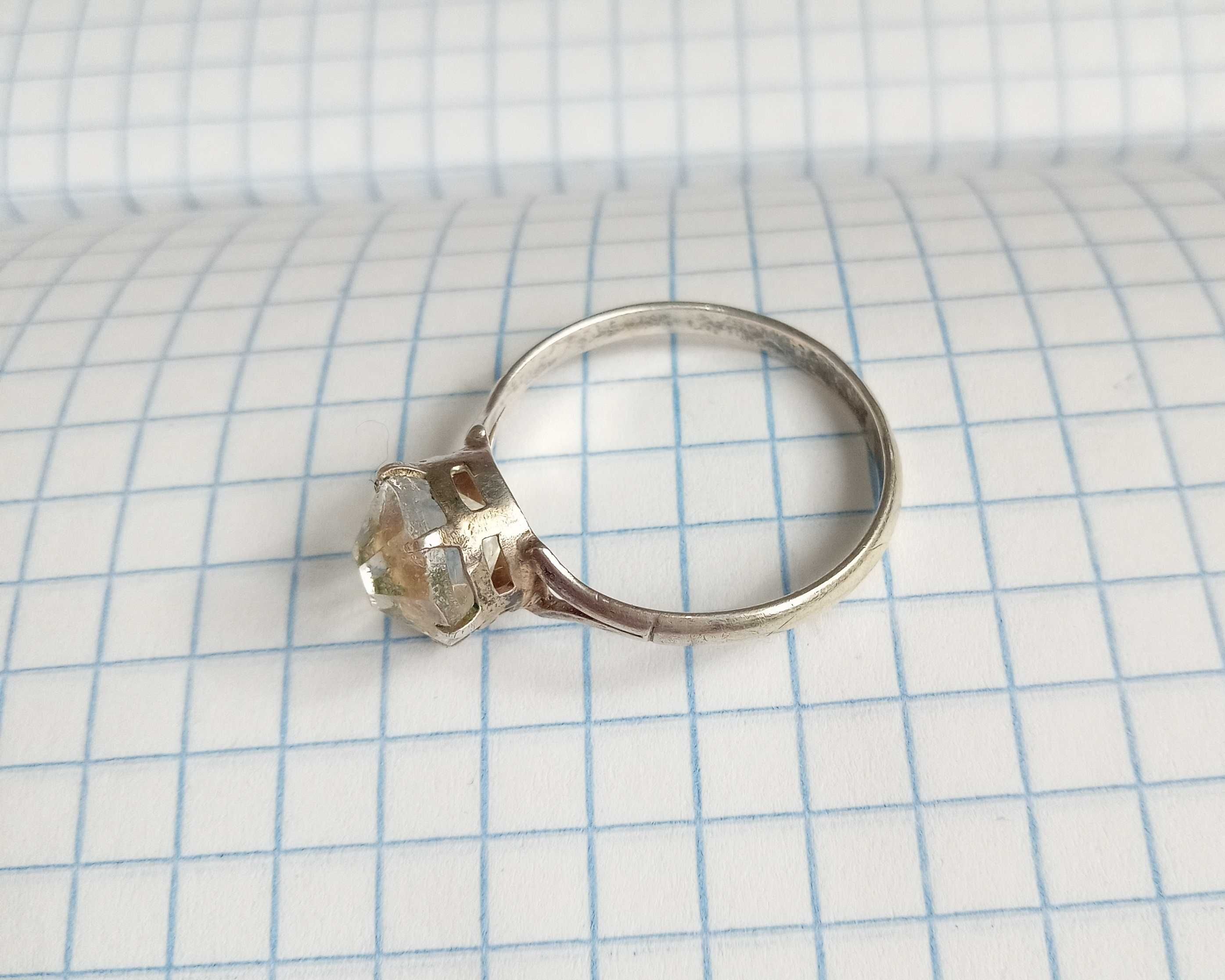 Срібне кільце кольцо із прозорим камнем Срібло вінт. 875 з зіркою СССР