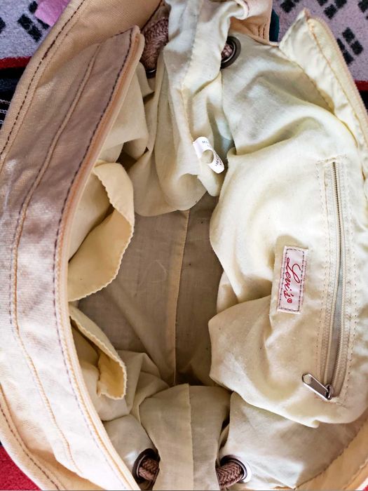 Сумка Levis 42x26x16 стильна торба вмістка смуги текстиль бавовна джут