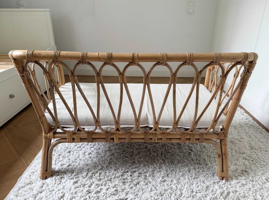 Sofka rattanowa dla dziecka + komplet poduszek - styl boho - jak NOWA
