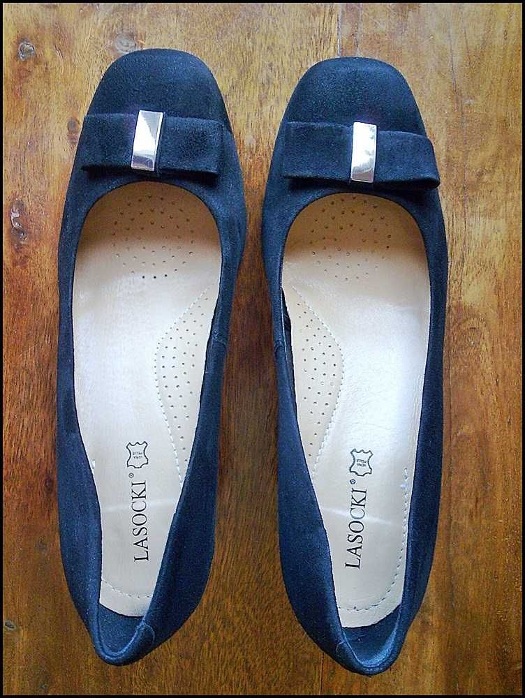 Buty damskie na obcasie LASOCKI czarne zamsz 38 Nowe Okazja -60%