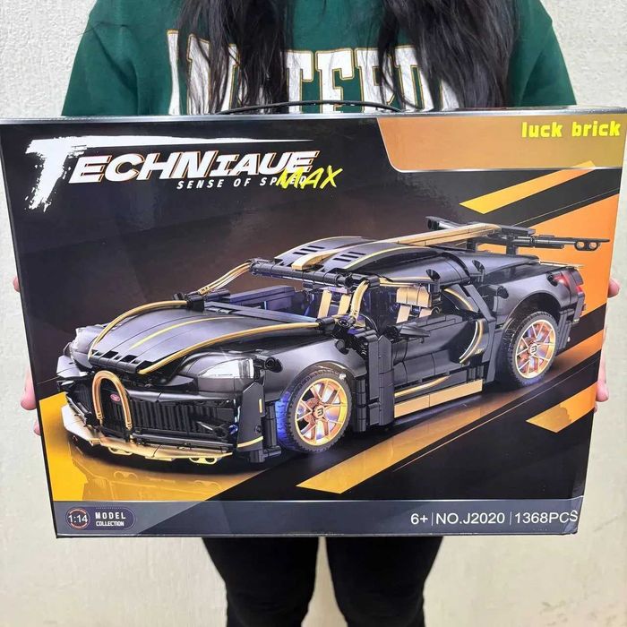 Лего Бугатті Technic машинка 1368 деталей чорний автомобіль 1:14