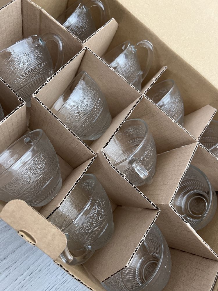 12 szt filizanka 210 ml szklo grawerowane arcoroc przezroczyste