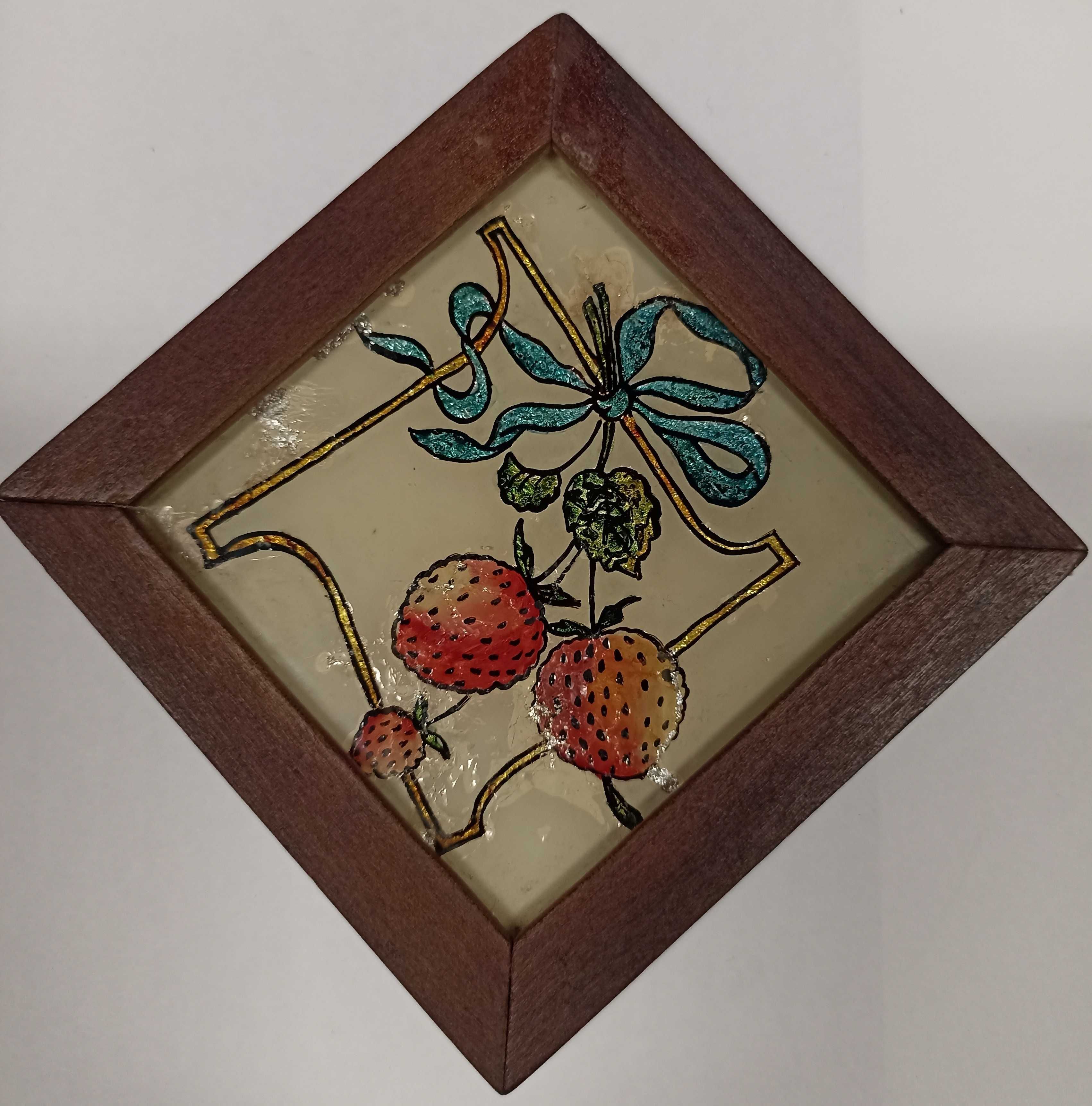 Conjunto 7 pequenos quadrinhos 11 x 11 com pinturas alusivas a frutos