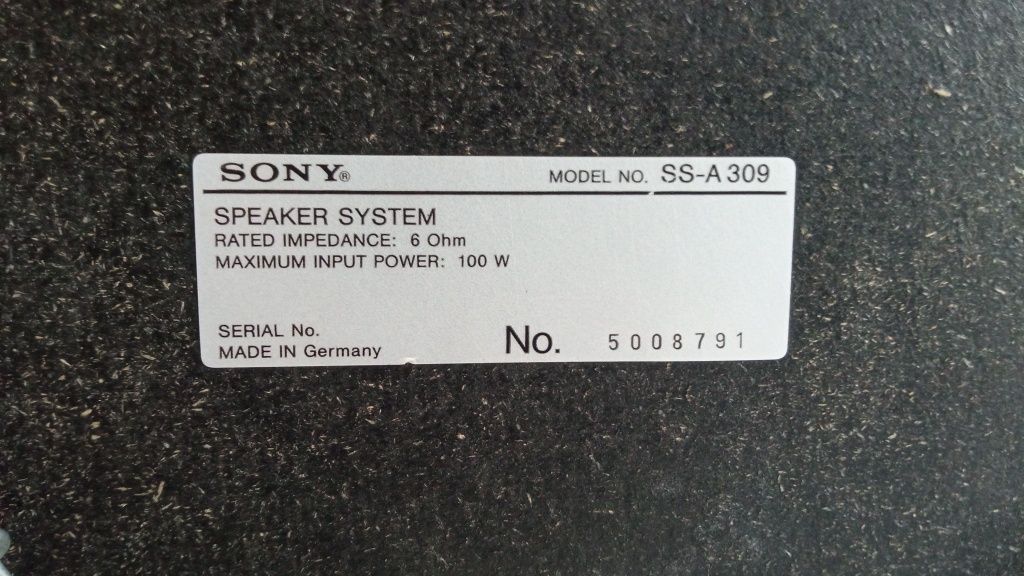 Kolumny głośnikowe Sony SS-A 309 100 Wat