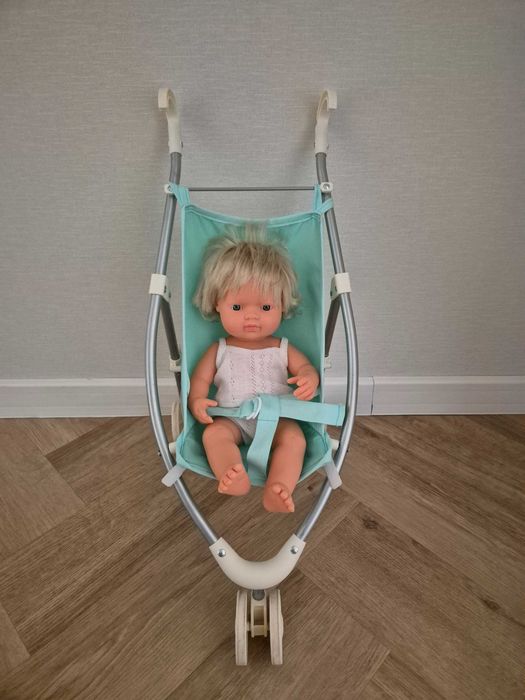 MIĘTOWY WÓZEK spacerowy trókołowy dla lalek Miniland